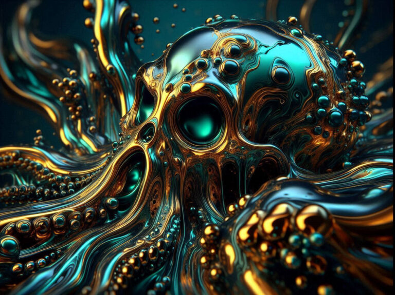 Liquid Chrome Octopus with Accents