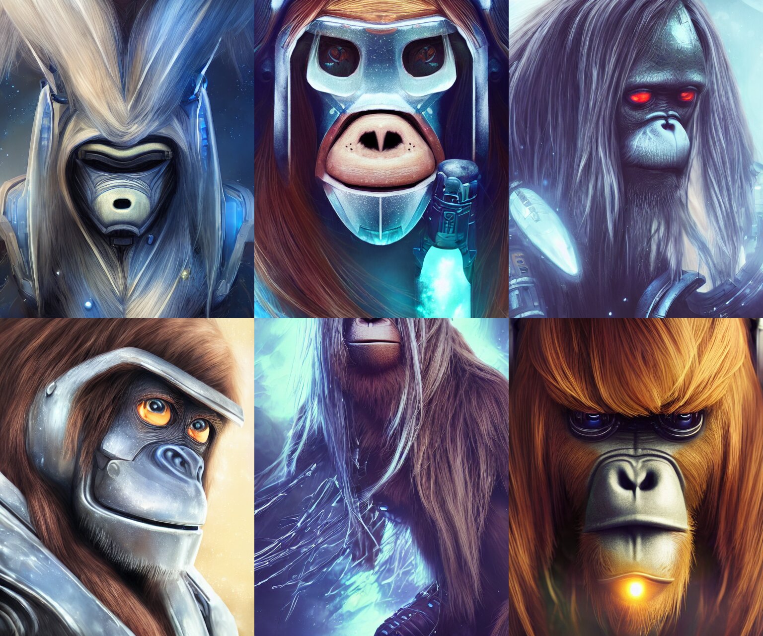 Detailed Portrait of a Perfect Android Orangutan