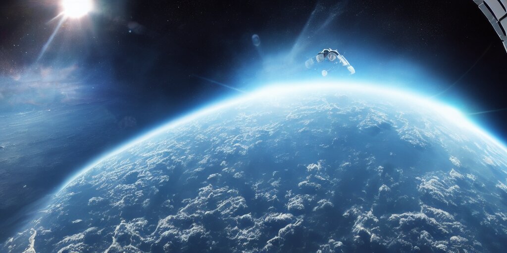 Buryat Astronaut Above the Blue Planet
