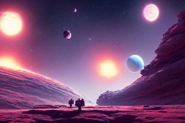 Expedition of Astronauts Discovering a New Planet
