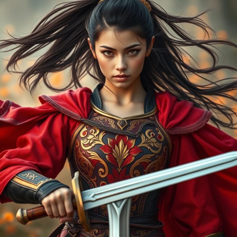 Young Warrior in Fantasy Landscape