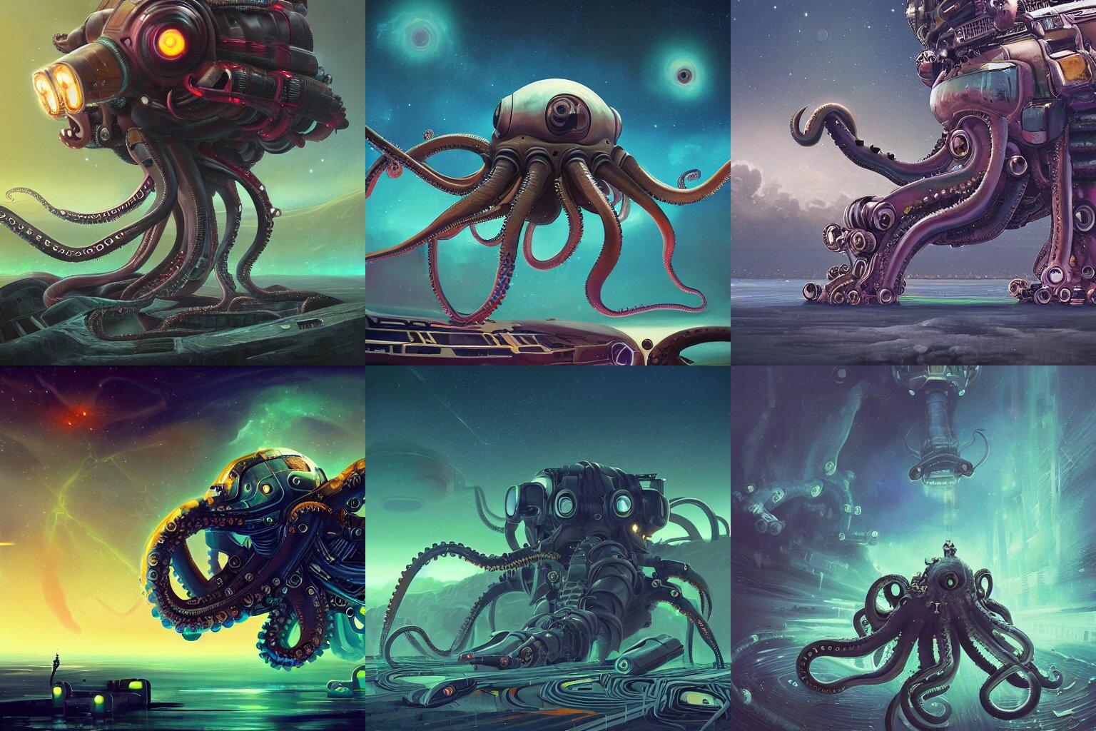 Digital Painting of a Robotic Futuristic Mecha Octopus