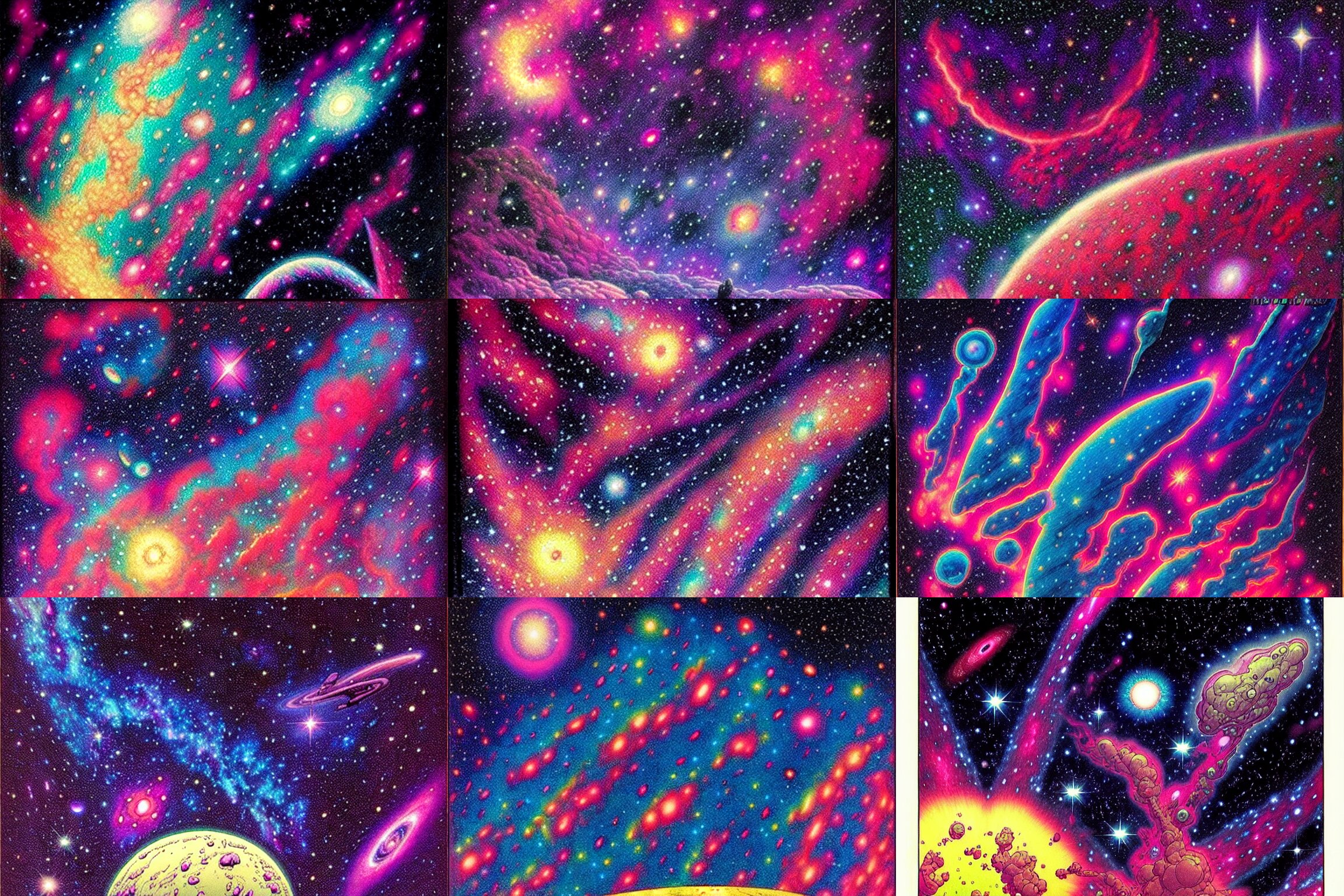 ( ( ( ( ( Colorful and Beautiful Galaxies and Gaseous Nebula ) ) ) ) )