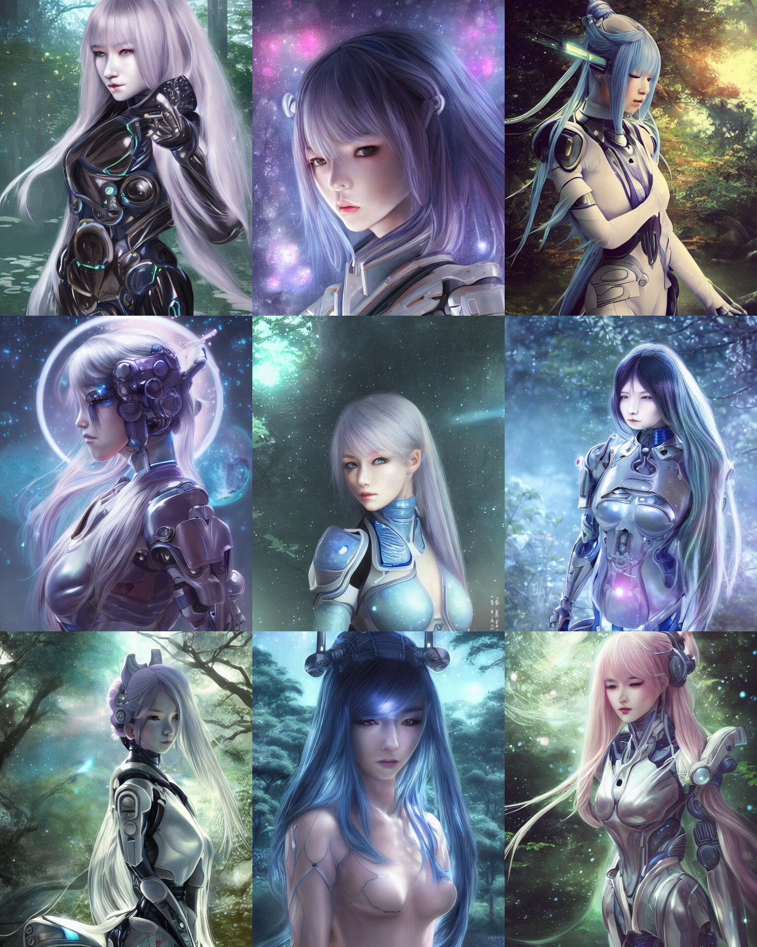 Perfect Android Girl in a Japanese Garden