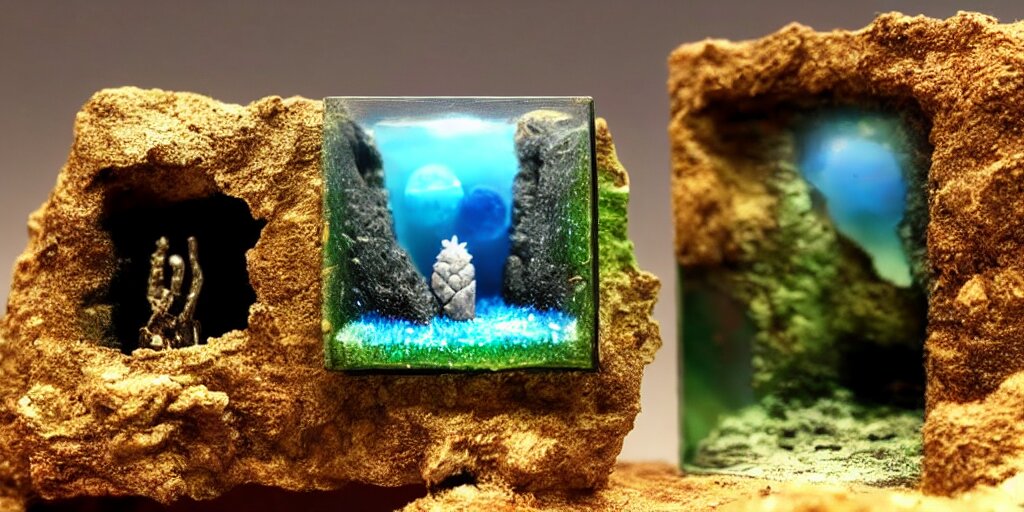 Diorama of a Alien Landscape with Strange Life