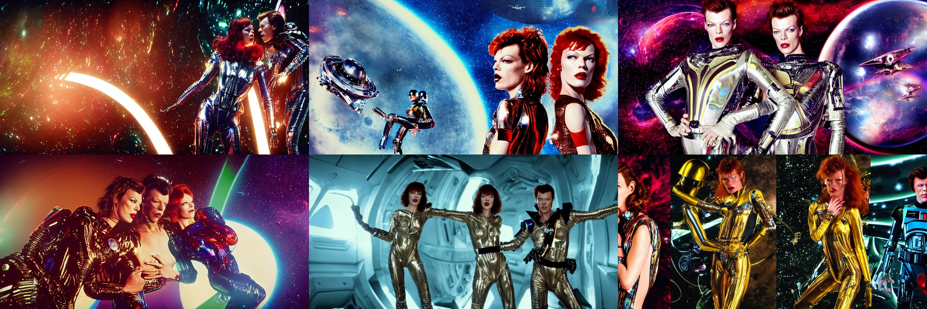Milla Jovovich and David Bowie Wearing a Rocknroll Glitzy Glamour Spacesuit