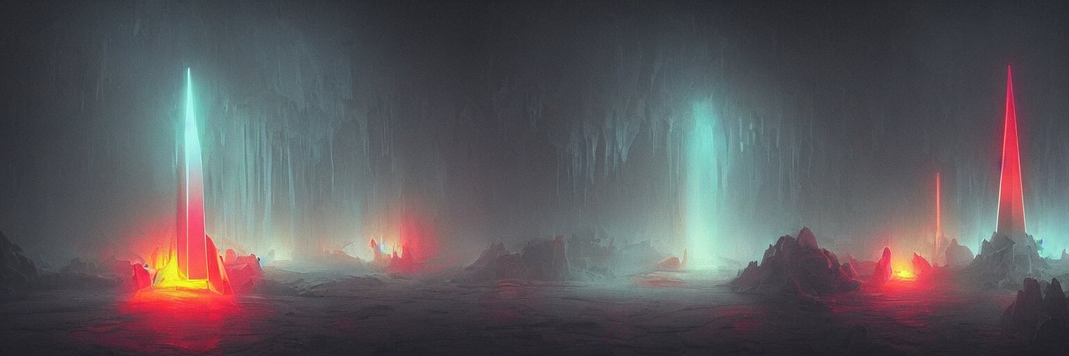 High Contrast Translucent Neon Obelisk