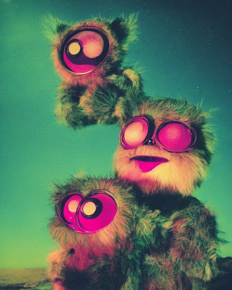 Furby Alien Retro Futurism Landscape