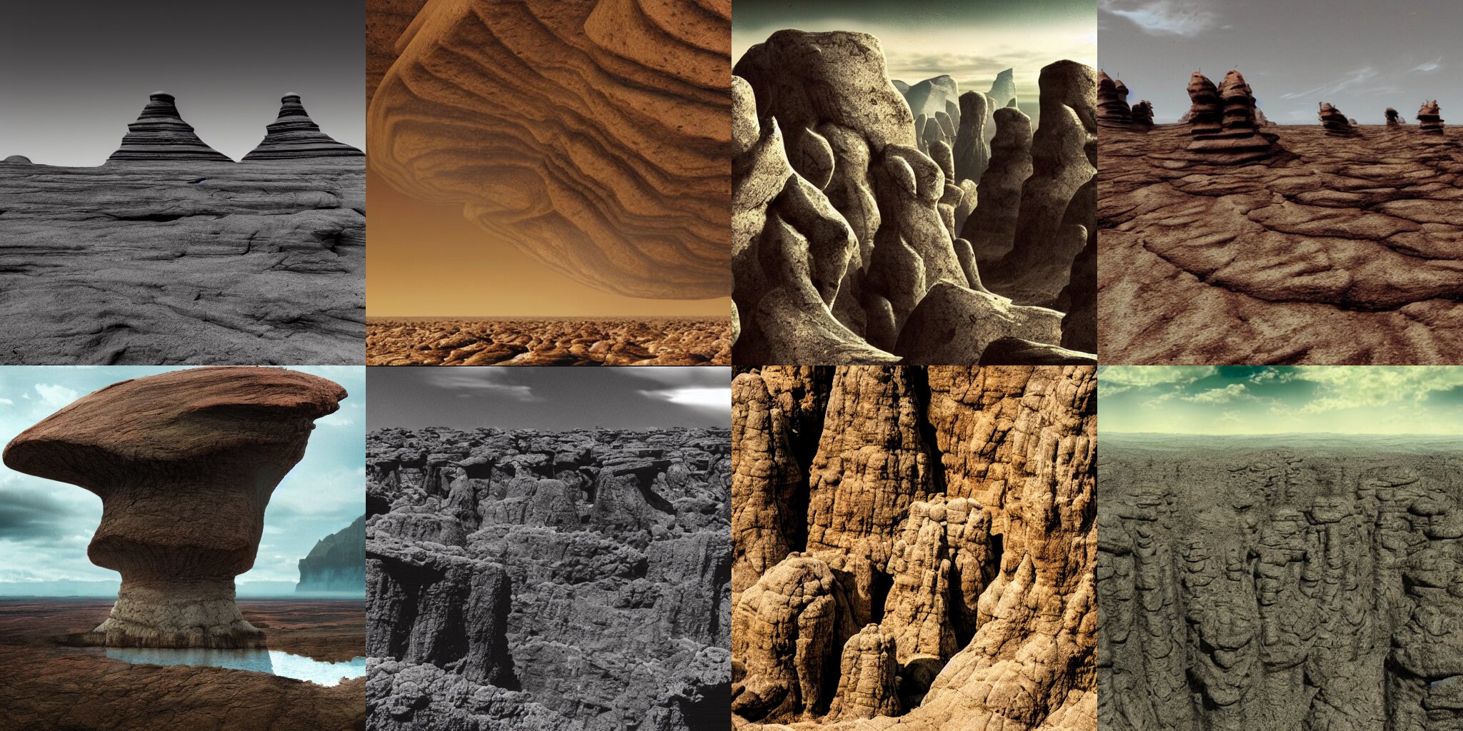Rock Formations of a Big Scale on a Massive Alien Landscape