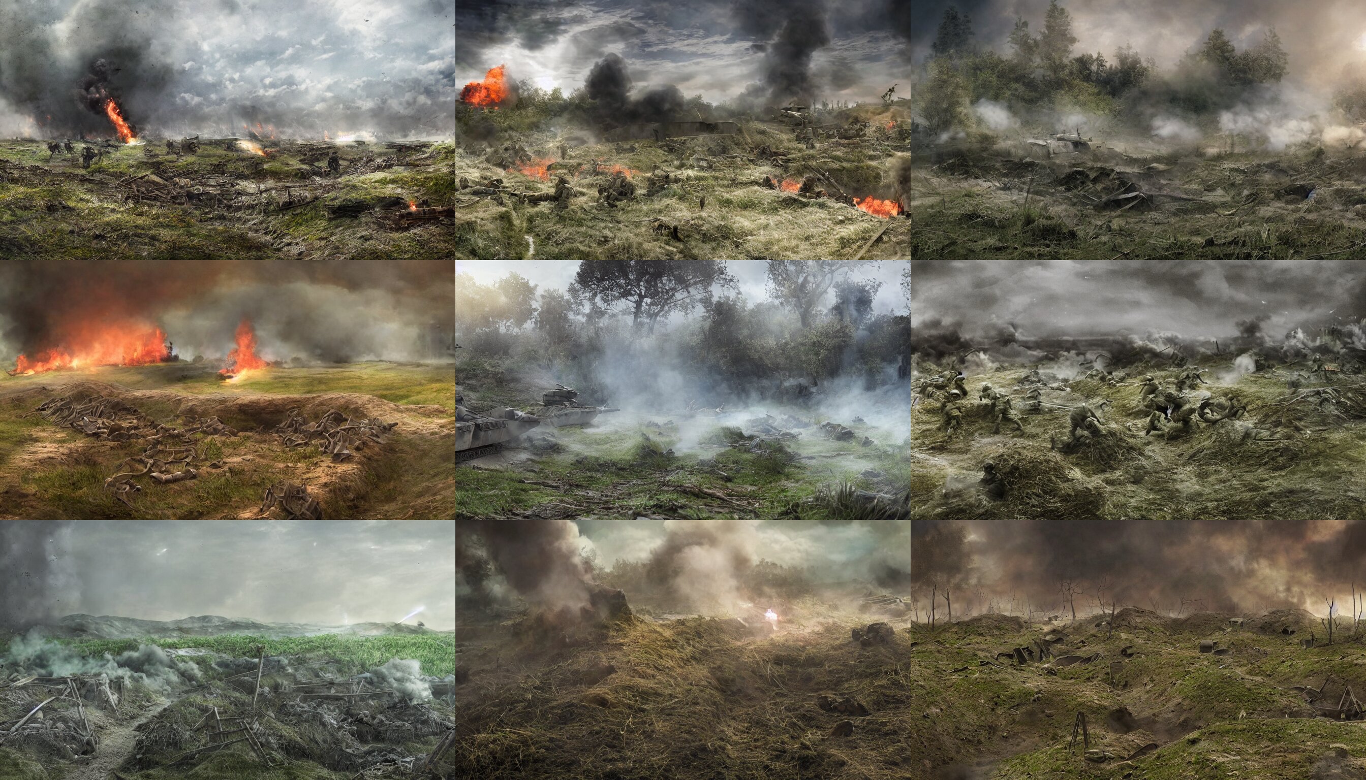 Natural Looking Landscape of World War 1 Trenches