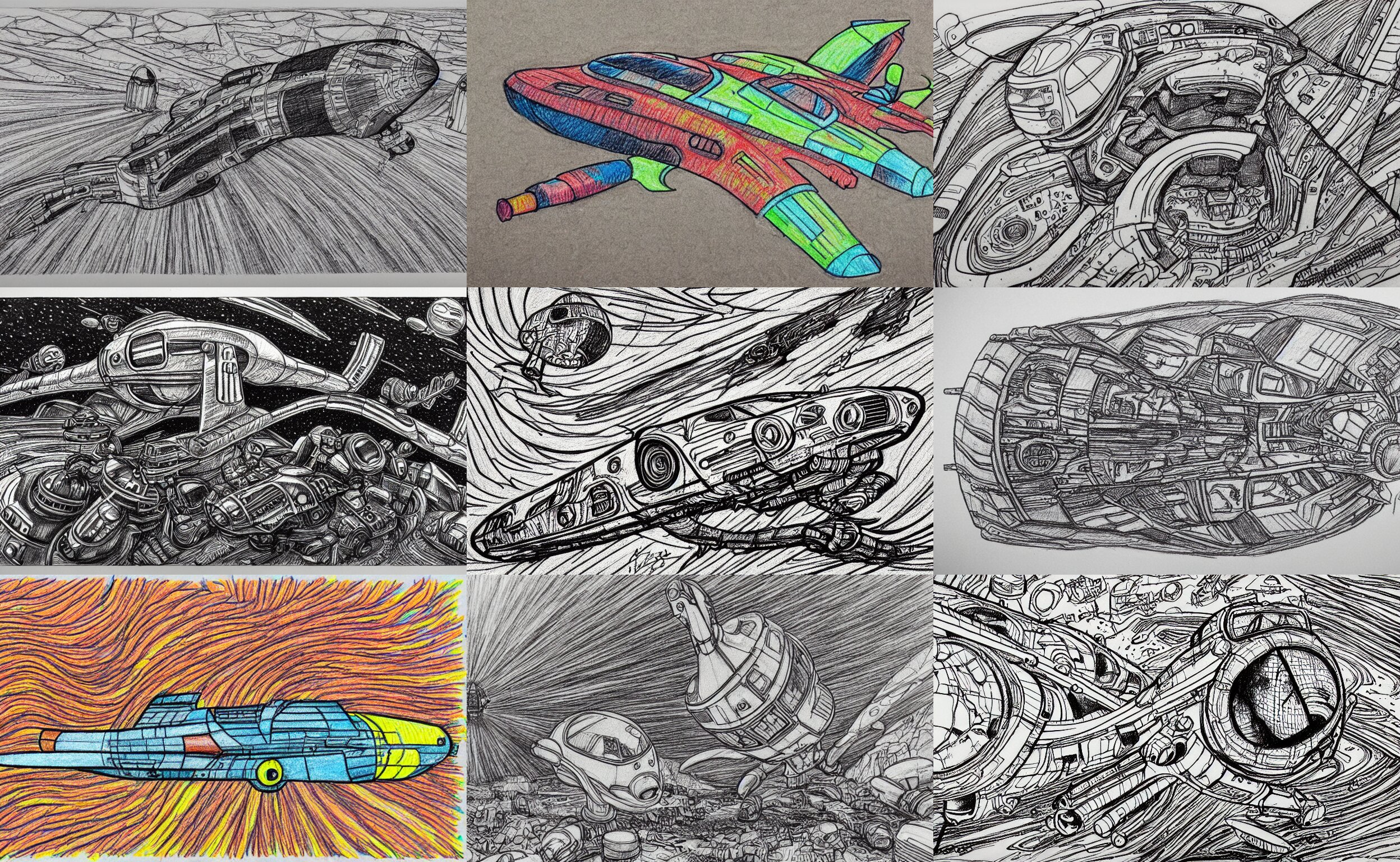 Intricately Detailed Crayon Drawing with Thick Lines