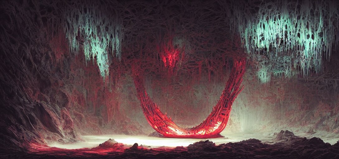 High Technological Alien Spaceship with Red Leds