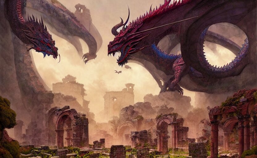 Colossal Dragon on the Ancient Ruins