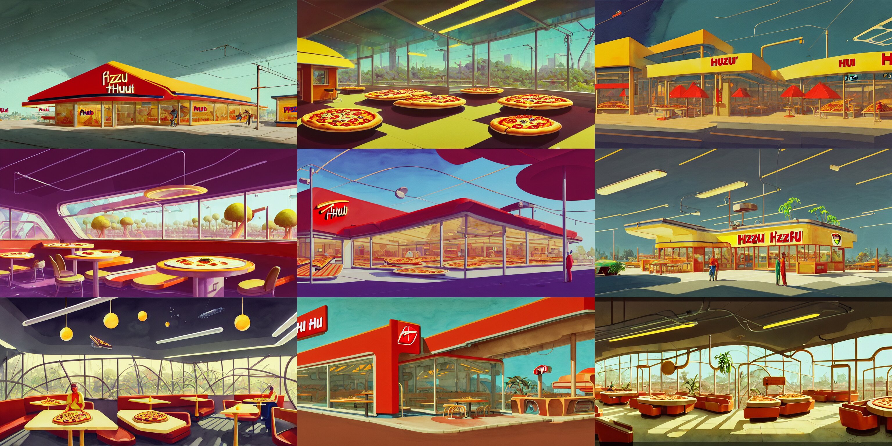 Beautiful Illustration of Futuristic Pizza Hut