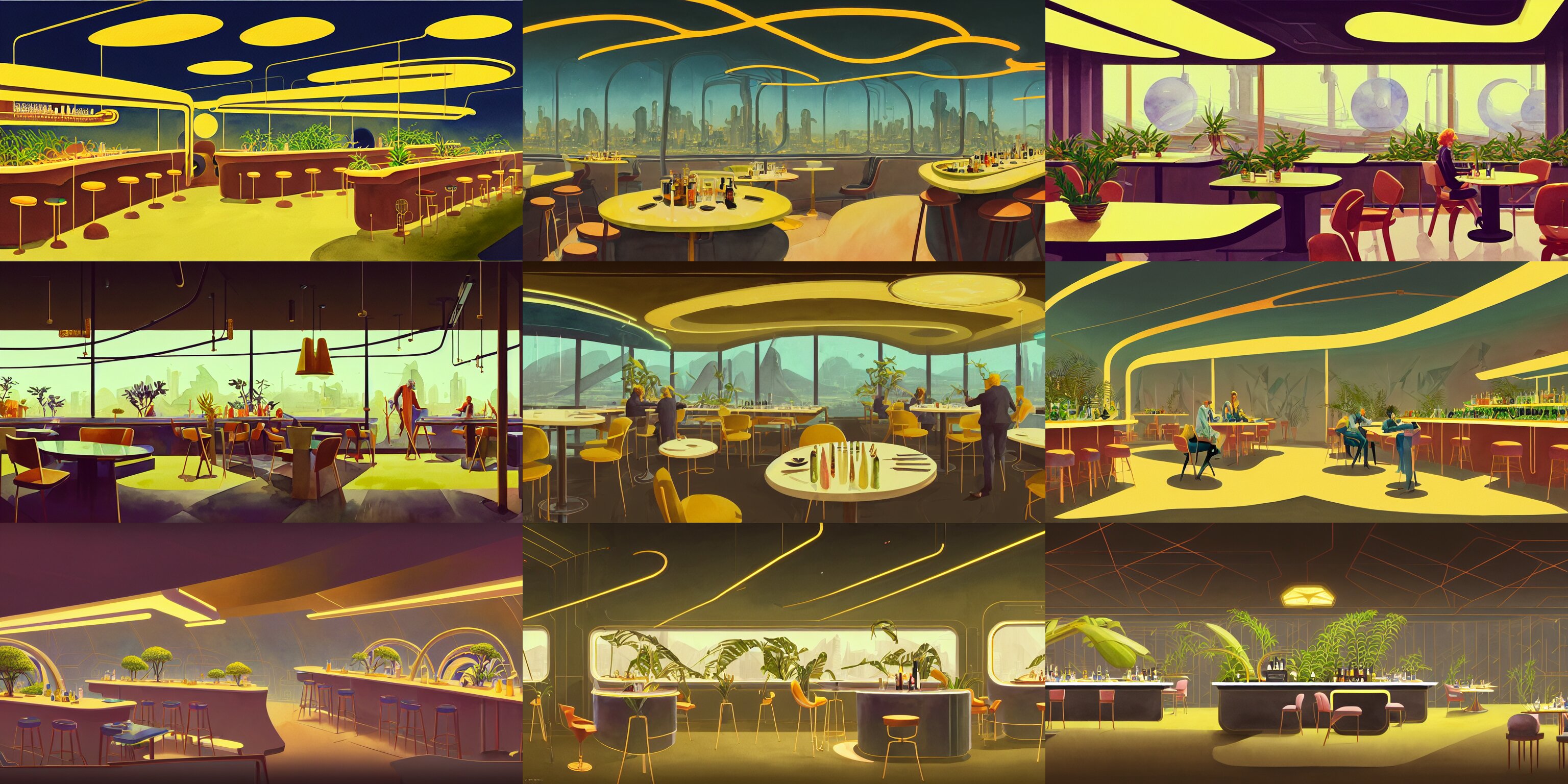 Beautiful Illustration of Futuristic Dining Bar