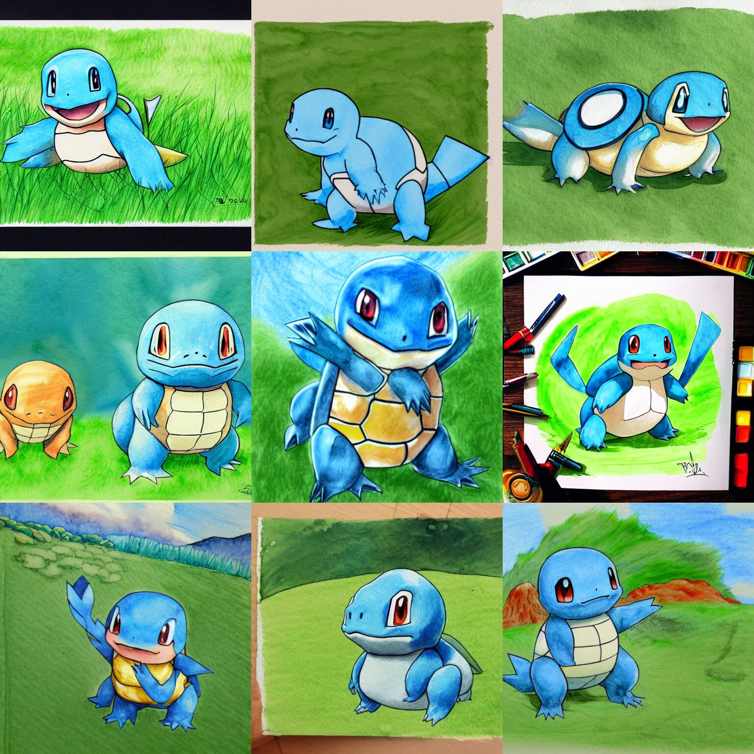 Pokemon Squirtle on a Green Field