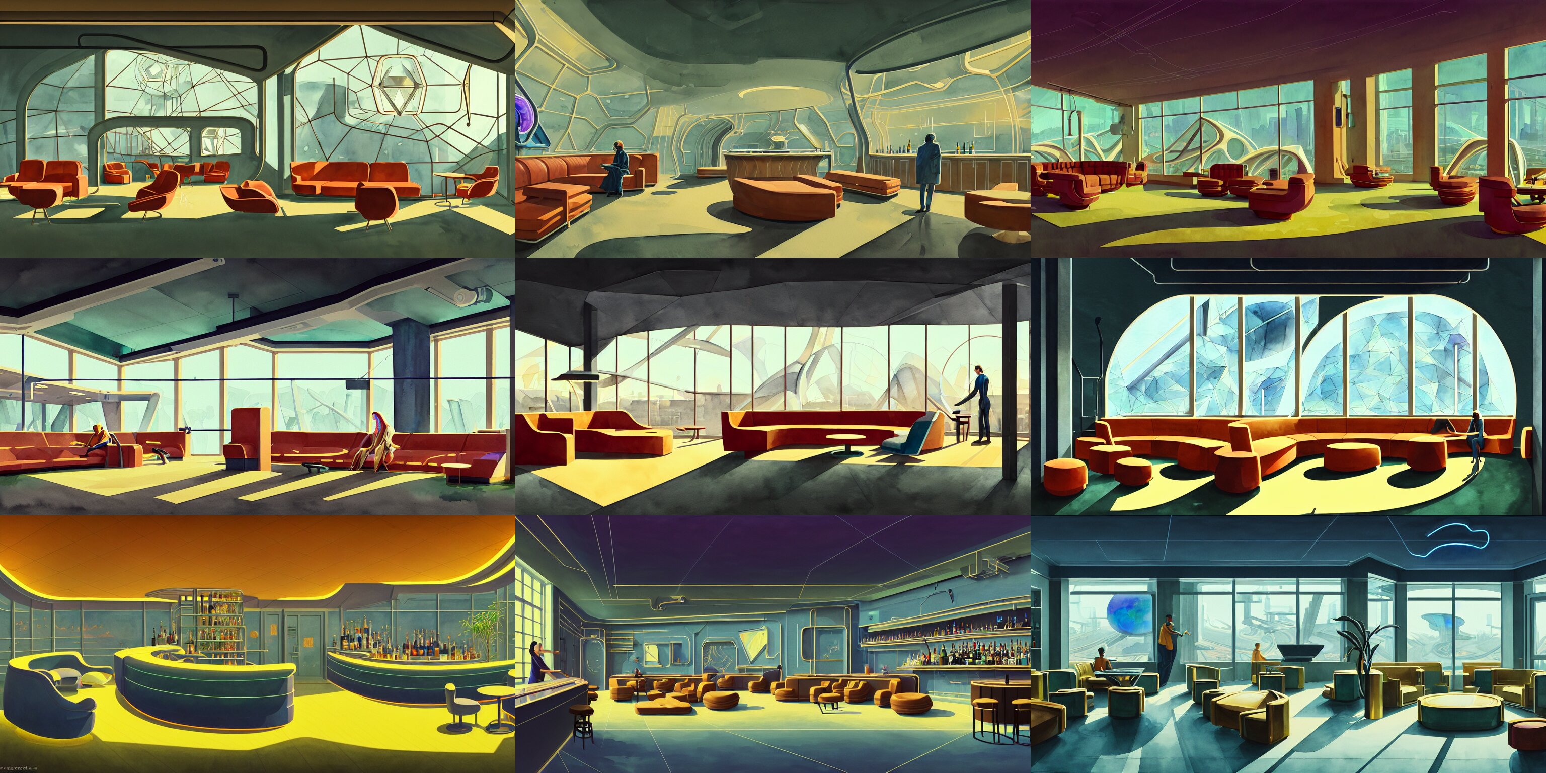Beautiful Illustration of Futuristic Bar