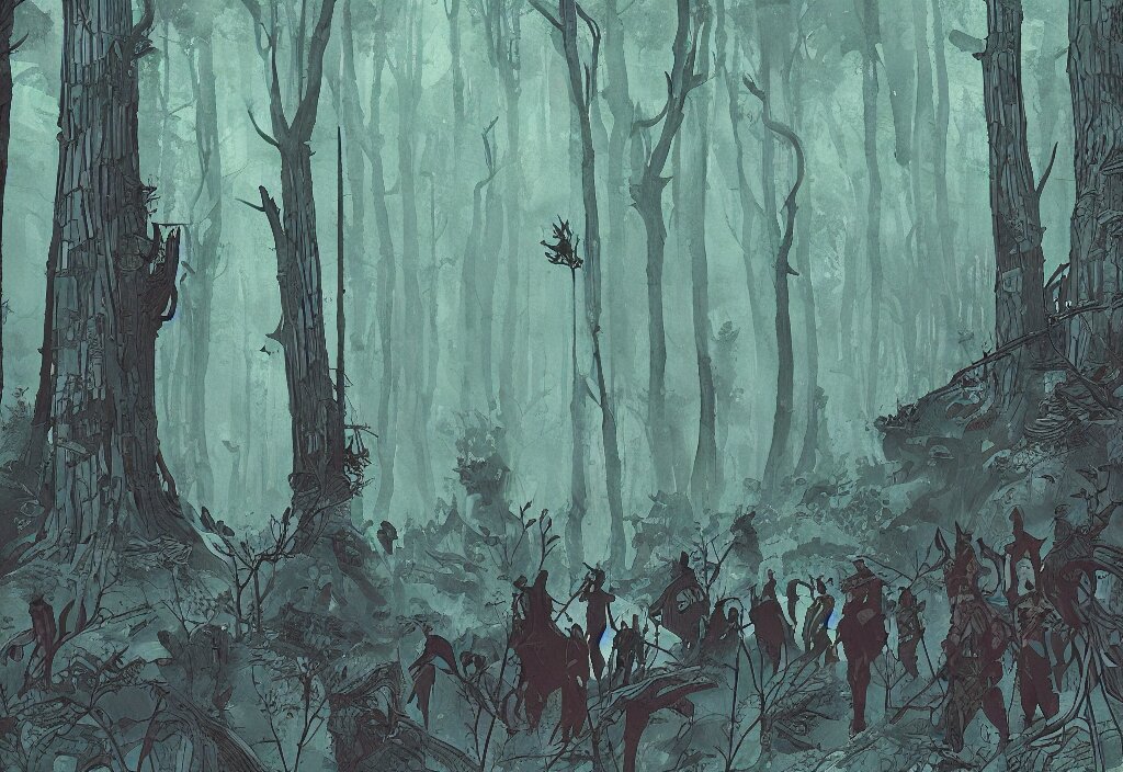 Handmade Illustration of a Big Forest