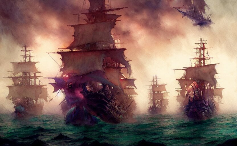 Pirate Galleon Fleet Amazing Composition