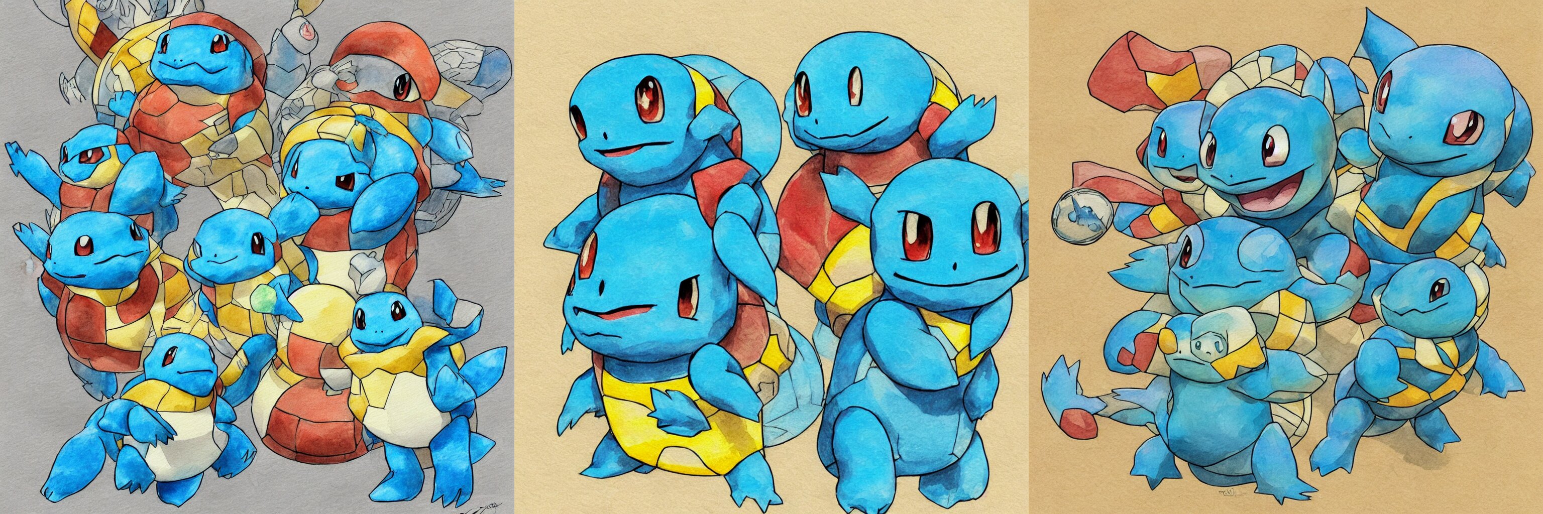 Pokemon Squirtle Children's Book Watercolor Drawing