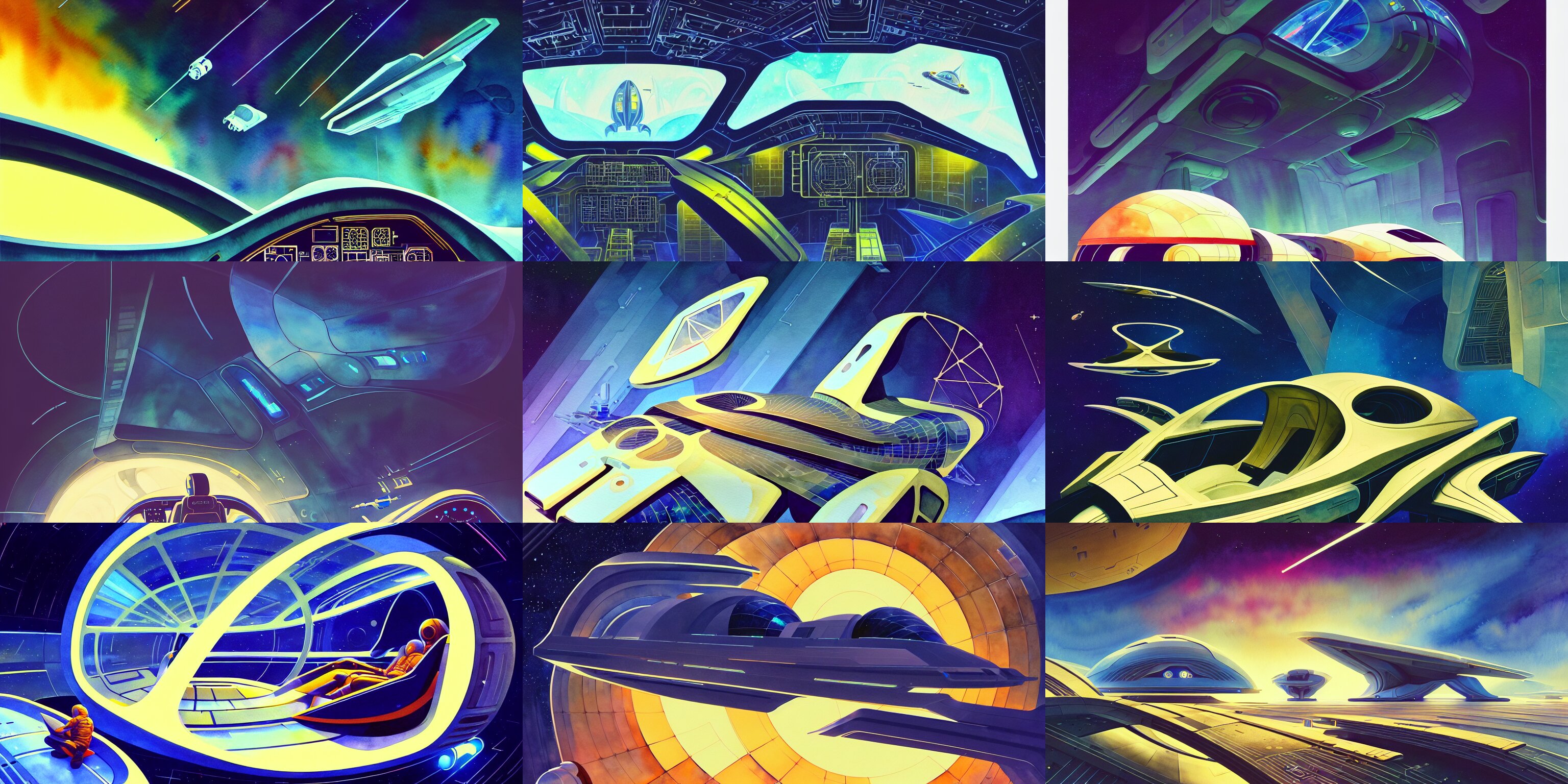 Beautiful Illustration of Futuristic Cockpit of Spaceship