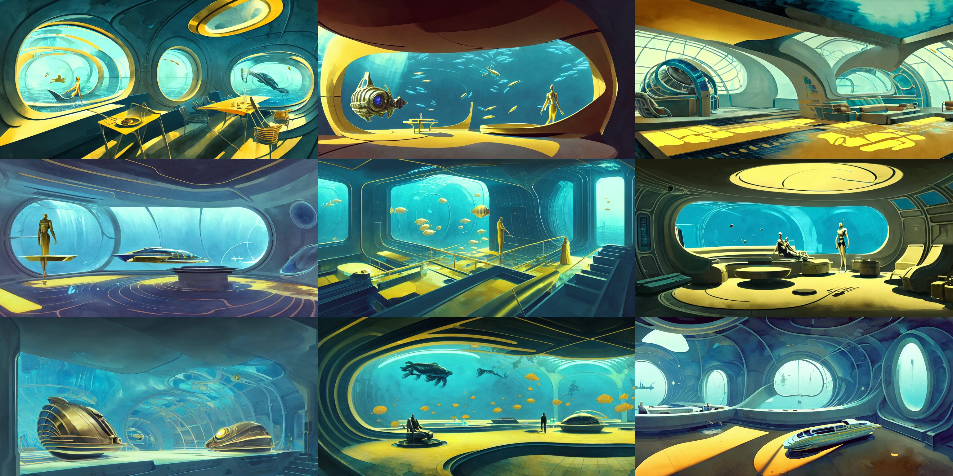 Beautiful Illustration of Futuristic Interior Layout of Underwater Rupture