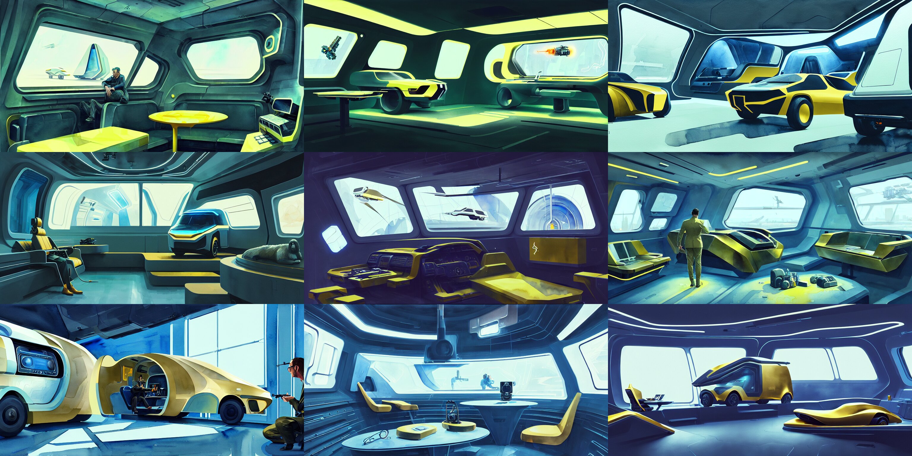 Beautiful Illustration of Futuristic Interior of Spy Truck