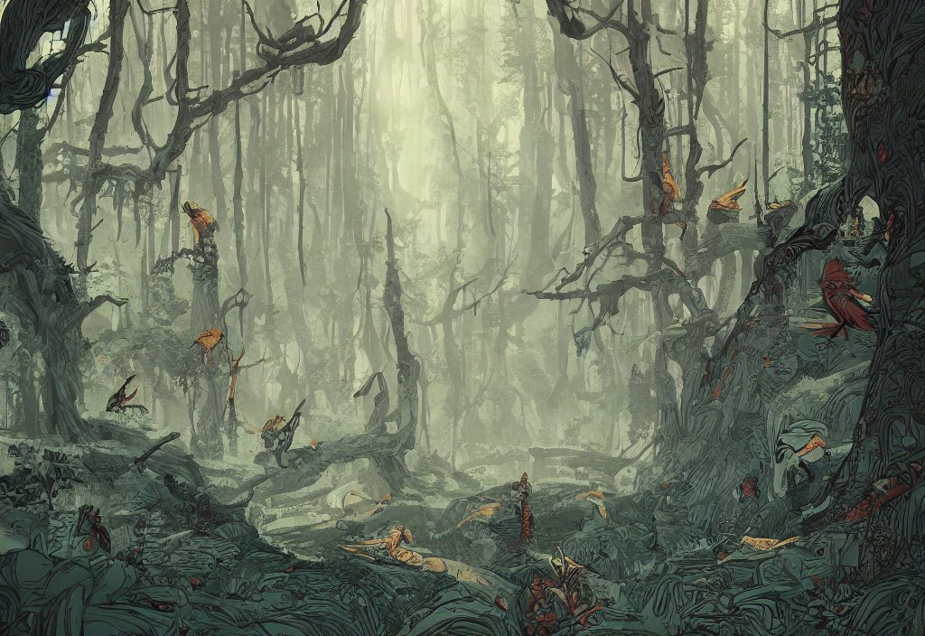 Handmade Illustration of the Sherwood Forest