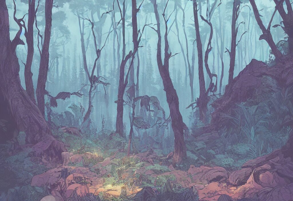 Handmade Illustration of a Forest Landscape