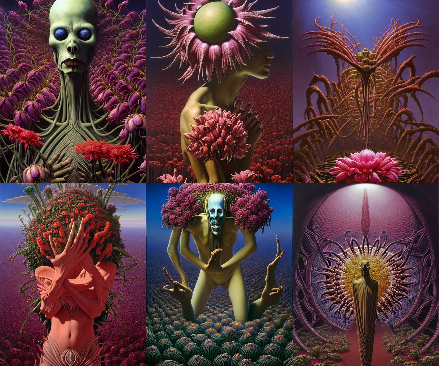 Cinematic Masterpiece Still Life Painting of a Colossal Gothic Metal Flowers of Grief