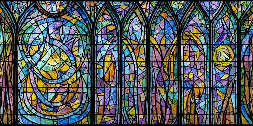 Illustration Depicting Stained Glass Windows into Infinity