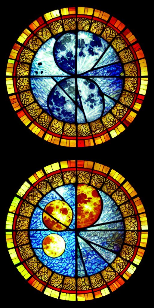 Full Moon in the Style of a Stained Glass Window