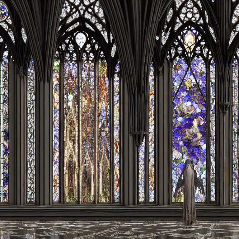 Celestial Gardens Ornate Gothic Cathedral Stained Glass Windows