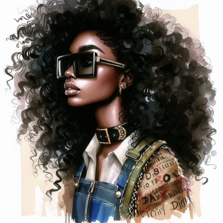 Hipster African American Woman Art