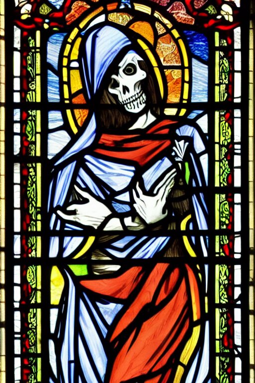 Grim Reaper in the Style of a Stained Glass Window