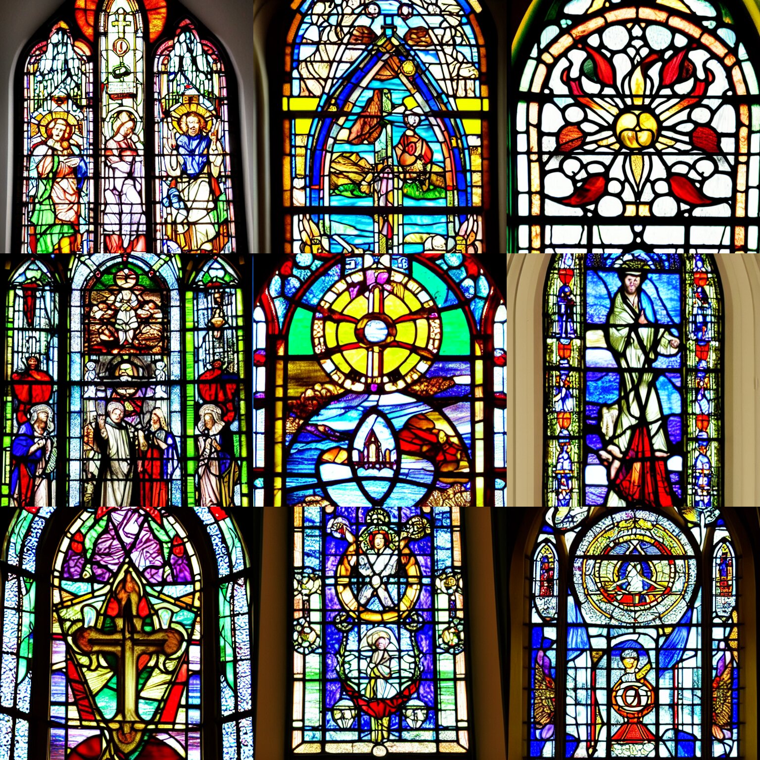 Church Window with Stained Glass with Ornament of Cult of Chaos