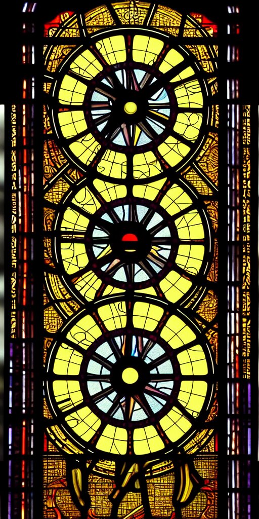 Clockwork in the Style of a Stained Glass Window