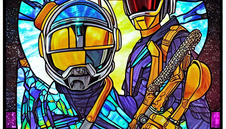 Stained Glass Window Representing Daft Punk and the Weeknd