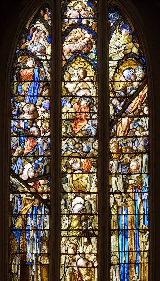 Stained Glass Window in the Church of Ascending God from Heavens