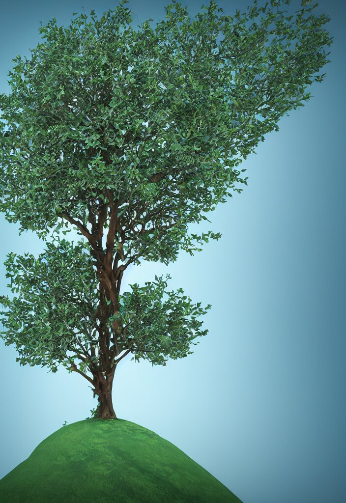3 D Render Tree of Knowledge in the Garden of Eden