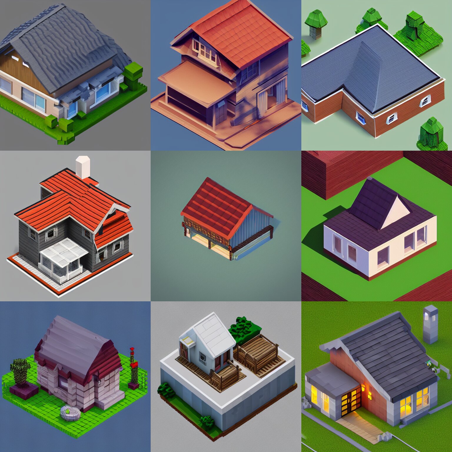 Isometric House Gambrel Roof