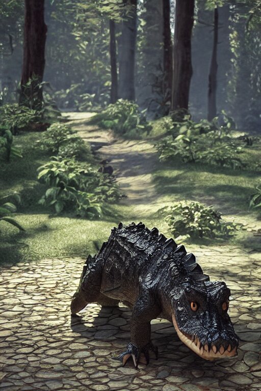 Crocodile Wearing a Formal Overcoat in a Forest