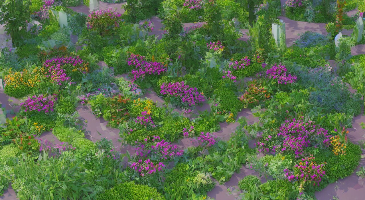 Abstract Drawing of a Well Kept Garden