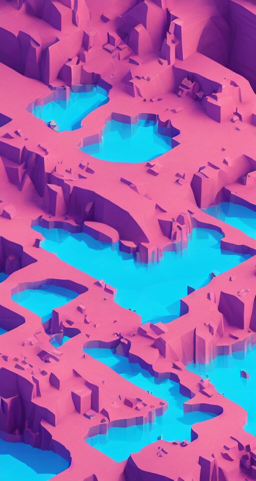 Matte 3d Low Poly Cherry Blossom Island