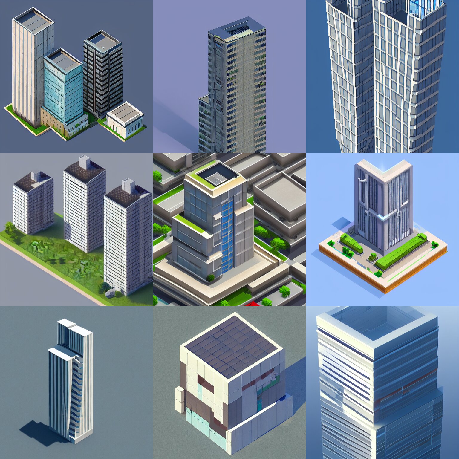 Isometric Skyscraper Gambrel Roof