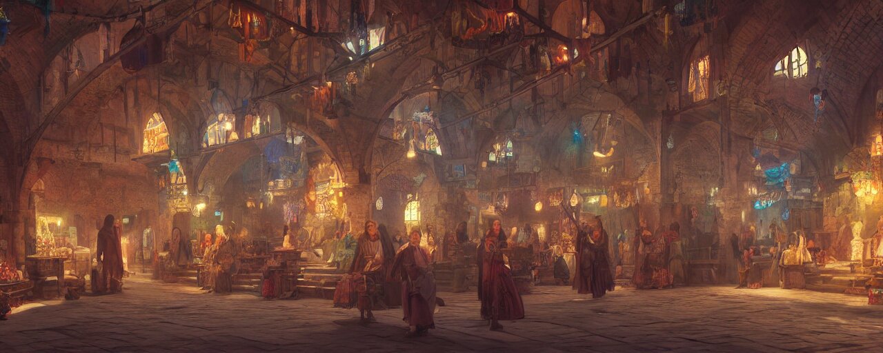 Inside of a Medieval Era Bazaar