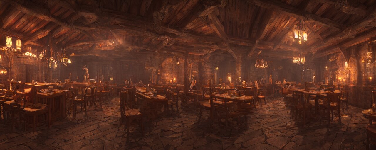 Inside of a Medieval Era Tavern with Exotic Dancers