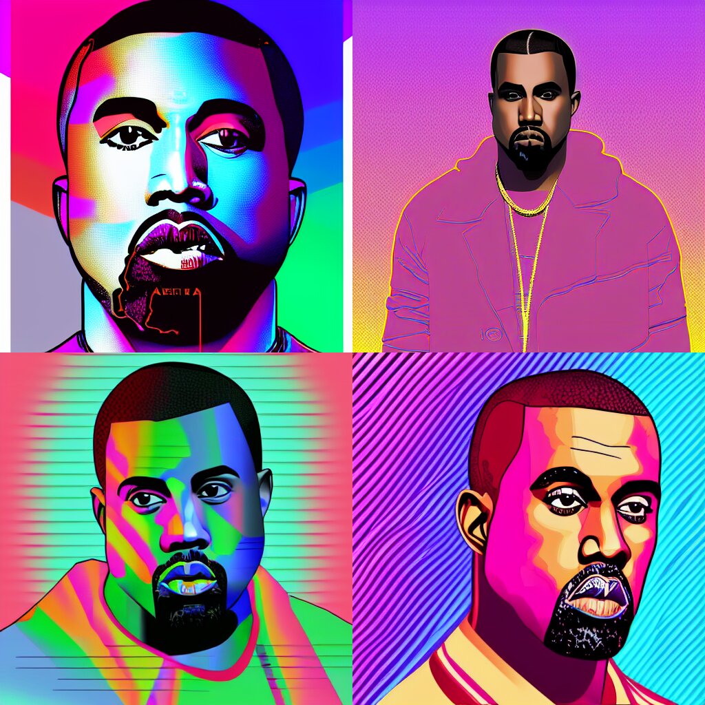 Vector Art of Kanye West in a Vaporwave Aesthetic