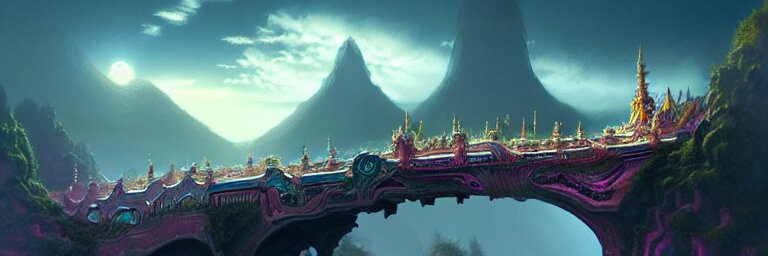 Bridge to Three Sprawling Miniature Cybernetic Temple
