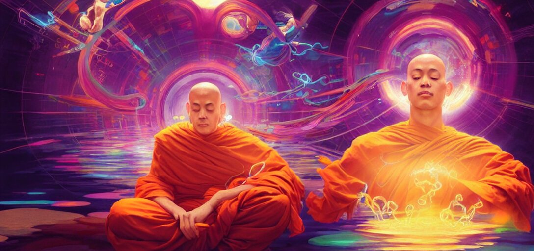 Floating Monk Meditating